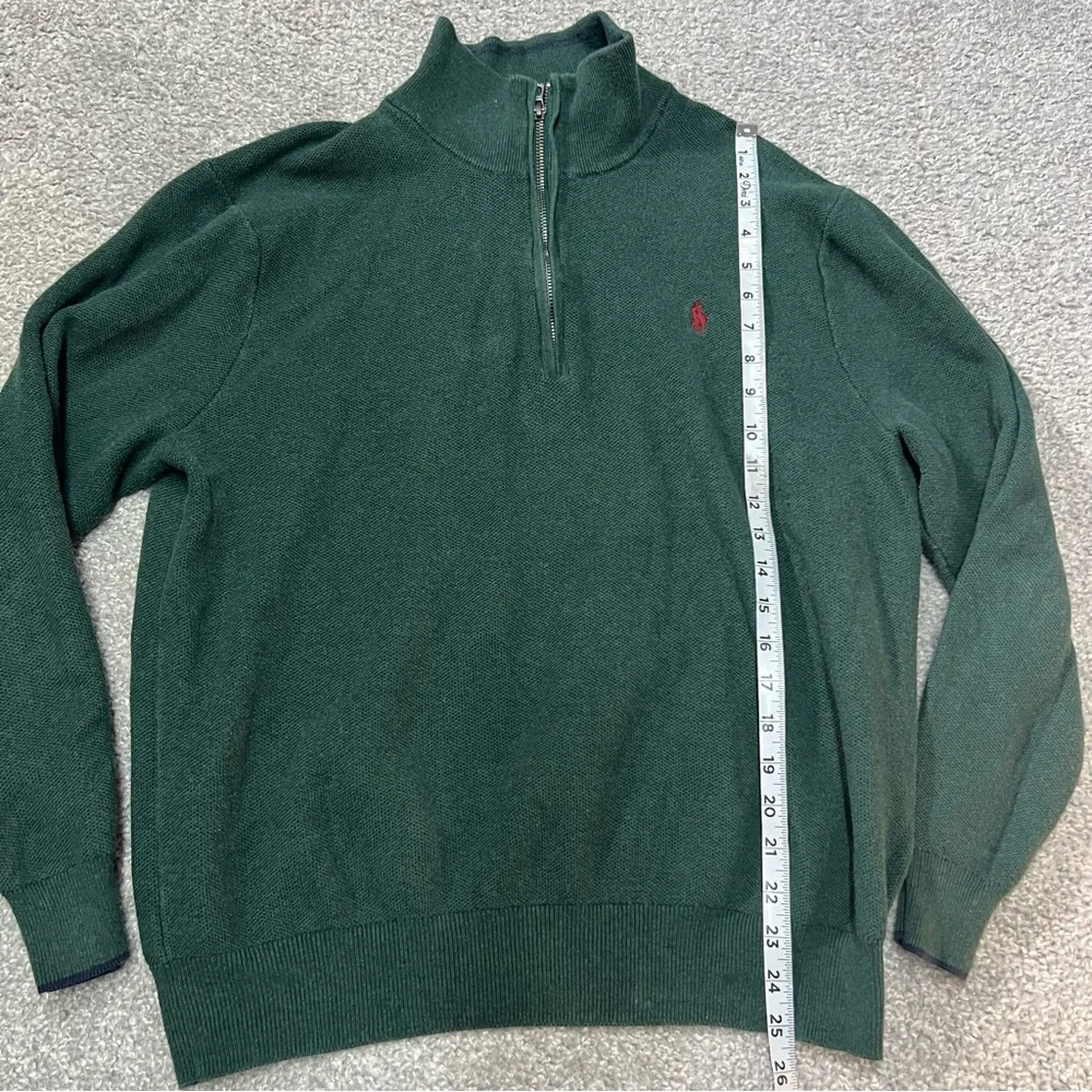 Polo Ralph Lauren Sweater Mens Extra large Green Pima Pique Knit Quarter Zip - Picture 2 of 7